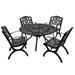 Charlton Home® Patricianna Round 4 - Person 48" Long Aluminum Outdoor Dining Set Metal in Black/Brown | 30 H x 48 W x 48 D in | Wayfair