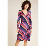 Anthropologie Dresses | Anthropologie Maeve Xl Angelique Wrap Mini Dress Striped Retro Boho Multicolor | Color: Blue/Purple | Size: Xl