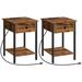 17 Stories Orice 22" Tall Iron Nightstand w/ Storage & Built-In Outlets Wood/Metal in Brown | 21.7 H x 15 W x 15 D in | Wayfair