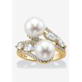 Women's Gold over Sterling Silver Pearl and Marquise Cubic Zirconia Ring by PalmBeach Jewelry in Gold (Size 8)
