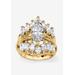 Women's Goldtone Marquise Cut Cubic Zirconia Bridal Ring Set (6 cttw TDW) by PalmBeach Jewelry in Gold (Size 10)