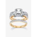 Women's Gold over Silver Bridal Ring Set Cubic Zirconia (1 3/4 cttw TDW) by PalmBeach Jewelry in Gold (Size 7)