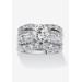 Women's Platinum over Silver Bridal Ring Set Cubic Zirconia (5 5/8 cttw TDW) by PalmBeach Jewelry in Silver (Size 9)
