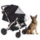 HPZ Pet Rover XL Extra-Long Premium Heavy Duty Dog/Cat/Pet Stroller Travel Carriage with Convertible Compartment/Zipperless Entry/Pump-Free Rubber Tires for Small, Medium, Large Pets (Black 2nd-Gen.)
