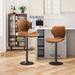 17 Stories Ritesh Swivel Adjustable Height Bar Stool Upholstered/Leather/Metal/Faux leather in Brown | 19 W x 16 D in | Wayfair