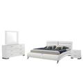 Orren Ellis 4 Piece Contemporary Bedroom Set, White & Chrome 4 Piece Upholstered in Brown/White | California King | Wayfair