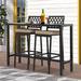Latitude Run® 2-person Long Bar Height Patio Dining Set Outdoor Counter Solid Table For Balcony, Living Room in Black | 54.6 W x 15.6 D in | Wayfair