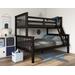 100% Solid Wood Twin Over Full Mission Bunk Bed, Java - Palace Imports 4146