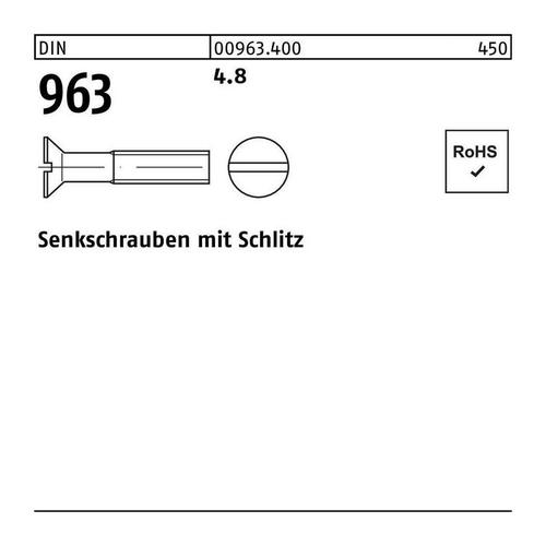 Senkschraube DIN 963 Schlitz M 12 x 40 4.8
