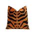 Handmade Modern Throw Pillows With Insert Orange Tiger Velvet 16x16 in