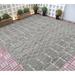 HR Indoor/Outdoor Rugs Striped Pattern Gray Outdoor Carpet-Lasts Long Under Sunlight-Grey Ivory