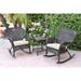 Windsor Espresso Wicker Rocker Chair And End Table Set with Chair Cushion