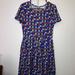 Lularoe Dresses | 2/$12 Lularoe Amelia Geometric Print Dress | Color: Blue | Size: L