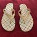 Coach Shoes | Gold And Cream Coach Flip Flops. Gently Worn. Great Condition. Size 9b. | Color: Gold | Size: 9
