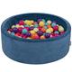 KiddyMoon Soft Ball Pit Round 90X30cm/300 Balls ∅ 7Cm / 2.75In For Kids, Foam Velvet Ball Pool Baby Playballs, Made In EU, Lagoon Turquoise:Light Green/Yellow/Turquoise/Orange/Dark Pink/Purple