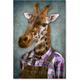 Affiche Tête de girafe habillée - 40x60cm - made in France - Bleu