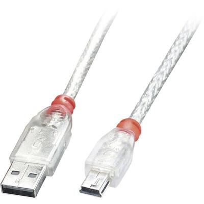 USB-Kabel usb 2.0 usb-a Stecker, USB-Mini-B Stecker 0.50 m Transparent 41781 - Lindy