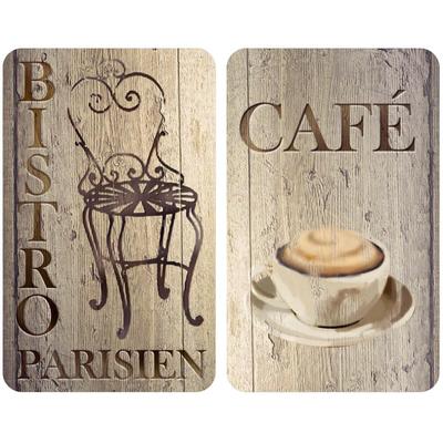 Herdabdeckplatte Universal Bistro 2er Set, für alle Herdarten, Mehrfarbig, Gehärtetes Glas braun, Image