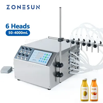 ZONESUN-Distributeur semi-automatique de jus de fruits 6 têtes bouteille d'eau de table dosage de