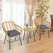 3Pcs Rattan Furniture Set with Cushioned Chair Table - 24" x 22.5" x 31" (L x W x H)