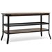3-tier Console Table TV Stand with Mesh Storage Shelf-Rustic Brown - 39.5" x 16" x 22" (L x W x H)