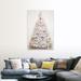 "White Christmas tree with baubles and angel on top" Canvas Wall Art
