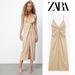 Zara Dresses | Blogger's Fave! Zara Summer Strappy Midi Dress Beige Purple Sz M, Xl Nwt | Color: Cream/Purple | Size: Various