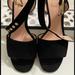 J. Crew Shoes | J Crew Open Toe Suede Buckle Sandals With Wooden Heel. Size 6.5 | Color: Black | Size: 6.5