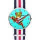 Qcc Funny Frog Turquoise Background Wrist Watches Leisure Elegance Design Watches Ultra Thin Silver Dial Suitable for Women Men Holiday Wear