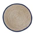 DNR Indian Natural Fiber Blue Border Jute 4x4 Square Feet(120x120 cm) Round Area Rug machine washable natural fiber rug,rug woven,sisal rugs