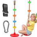 WAREMAID Climbing Rope Tree Swing with Platforms and Disc Swings Seat, Outdoor Backyard Playground Swingset Accessories with 59" Tree Swing Strap and Snap Hooks for Kid, Outside Tree Swing Set