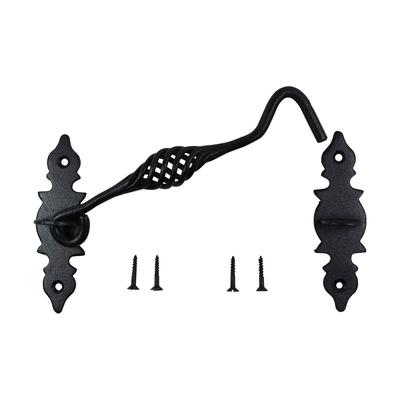 Black Birdcage Cabin Hook Eye Latches 6.5" Long Decorative Wrought Iron Privacy Hook Latches (Set of 3) Renovators Supply