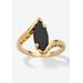 Women's 18k Yellow Gold-Plated Natural Black Onyx Marquise Shaped Bypass Ring by PalmBeach Jewelry in Gold (Size 10)