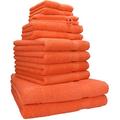 Betz Premium 12 pieces terry towel set - 2x bath towels - 4x hand towels - 2x guest towels - 2x face towels - 2x wash gloves colour blood orange
