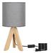 Corrigan Studio® Modern Bedside Lamp w/ Wooden Base Gray Fabric Lamp Shade Solid + Manufactured Wood/Linen in Brown/Gray | Wayfair