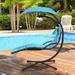 Wade Logan® Anokh Hanging Chaise Lounger w/ Stand Polyester in Blue/Black | 77.5 H x 42.5 W x 73 D in | Wayfair D362556F88734D8691F9C1051BCB10A9
