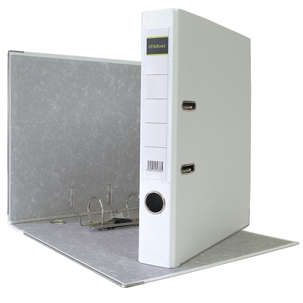 Midori 100 x Aktenordner PP A4 50 mm Weiss Kunststoff Archiv Büroordner Ringordner Image