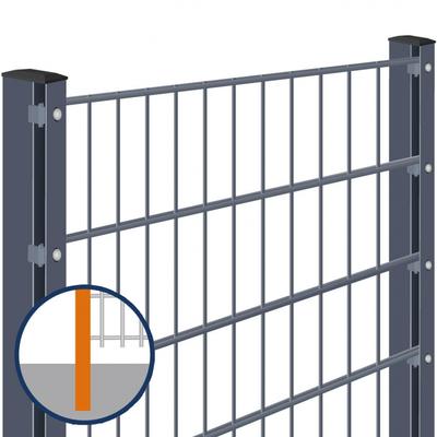 Doppelstabmattenzaun zum Einbetonieren Rundum-sorglos-Paket Anthrazit Komplettset, Abdeckleiste, 1830 mm,2 Ecken,37,5 m,8/6/8 mm Image