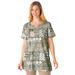 Plus Size Women's 7-Day Print Patchwork Knit Tunic by Woman Within in Olive Green Geo Patchwork (Size 42/44)