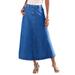 Plus Size Women's Complete Cotton A-Line Kate Skirt by Roaman's in Medium Wash (Size 40 W) 100% Cotton Long Length