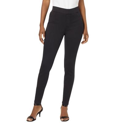 Plus Size Women's 360 Stretch Jegging by Denim 24/7 by Roamans in Black (Size 34 W) Pull On Jeans Denim Legging