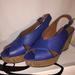 Nine West Shoes | Nib Nine West Blue Wedge Sandals Size 6 | Color: Blue | Size: 6