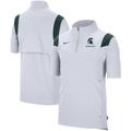 Men's Nike White Michigan State Spartans Coach Short Sleeve Quarter-Zip Jacket