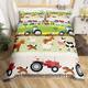 Kids Cartoon Farm Animals Bedding Super King Toddler Cute Tractors Bedding Set for Boys Girls Kids Farmhouse Country Style Duvet Cover Set Colorful Room Decor Nature Theme