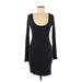 Velvet Casual Dress - Bodycon: Gray Solid Dresses - Women's Size Small