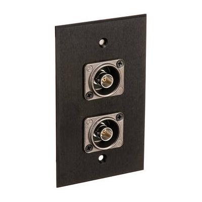 My Custom Shop Dual Recessed 12G-SDI BNC Female Wall Plate (Black Anodized Aluminum) WPBA-1104-NB