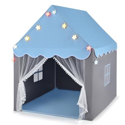 Kids Play Tent Playhouse Castle Fairy Tent with Mat and String Lights