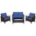 4 PCS Patio Conversation Set Rattan Sofa Set with Coffee Table