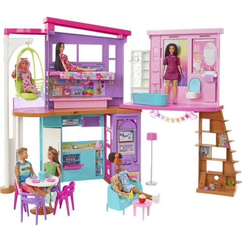 Barbie Malibu Ferien-Haus (klappbar), Puppenhaus inkl. Möbel & Zubehör mehrfarbig