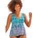 Plus Size Women's V-Neck Flowy Tankini Top by Swimsuits For All in Green Faded (Size 32)